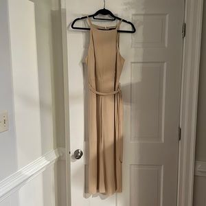 Beige hi-low sleeveless dress
